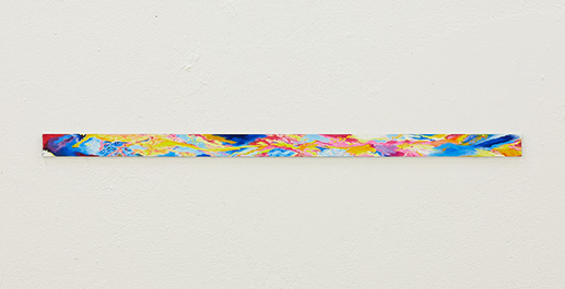 2021, Ohne Titel (Wasser, Sonne), Öl auf Leinwand, kaschiert auf Plexiglas 116,3 x 5,5 x 0,8 cm