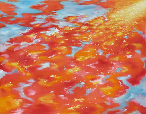 2022, Ohne Titel (Wasser, Sonne), Öl auf Leinwand, 90 × 115 cm